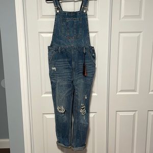 NWT Risen Denim Distressed Overalls